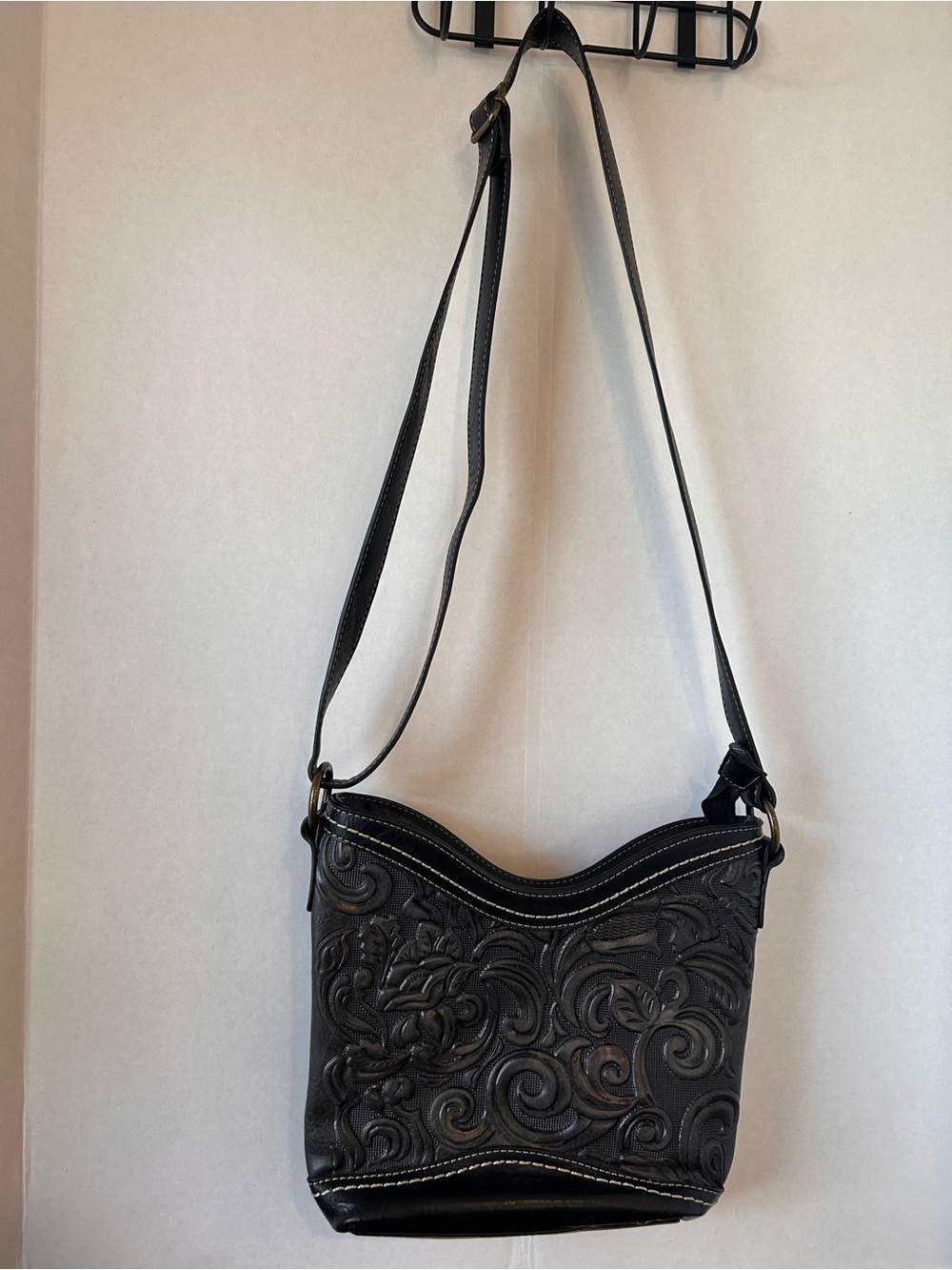 BOC Black Embossed Crossbody/Shoulder Bag Y2K